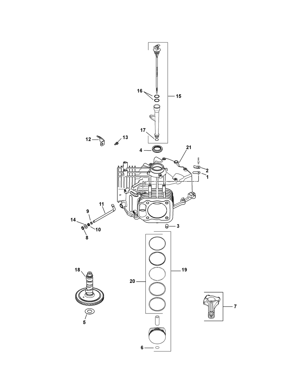 Kohler Sv725-3019 Crankcase Diagram and Parts List for Z-FORCES54 (17AF5GHC-17AF5GHC010)(2011) Cub Cadet Lawn Tractor